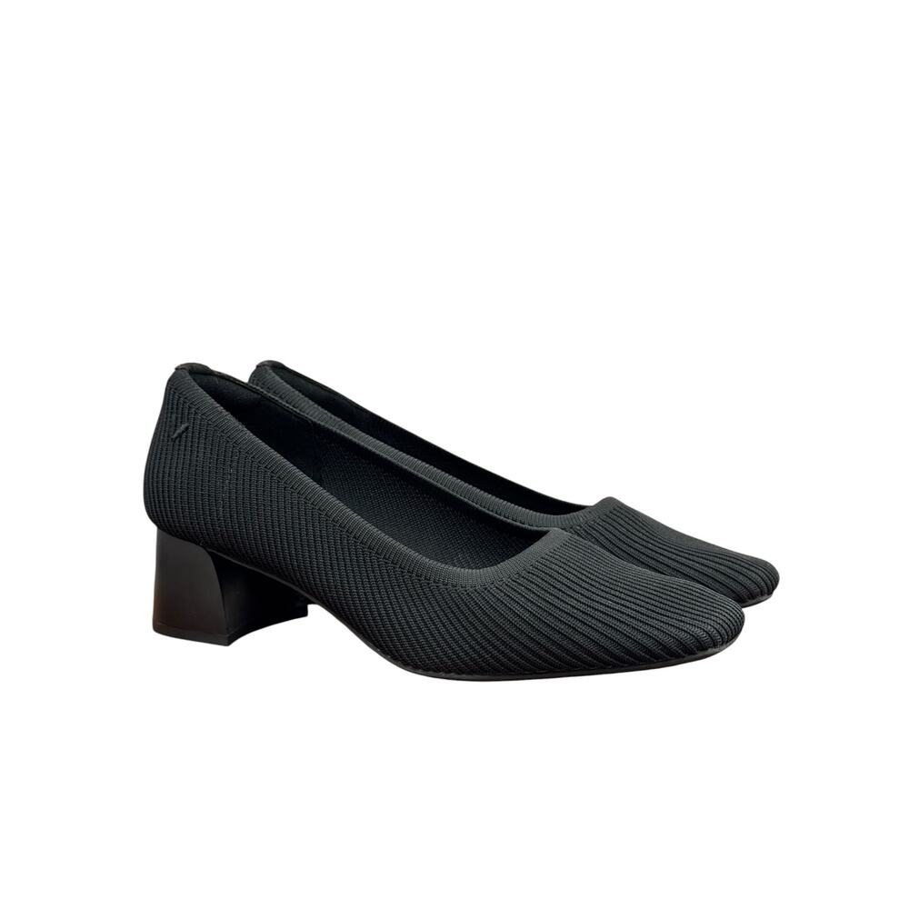 Vivaia Square Toe Margot Monroe Chunky Heel SZ 37.5 7 Women’s Black Pump Comfort